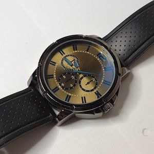 Large Watch With Black Rubber Band